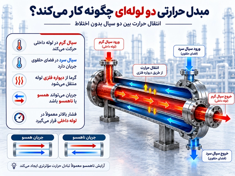 نحوه کار مبدل حرارتی دو لوله